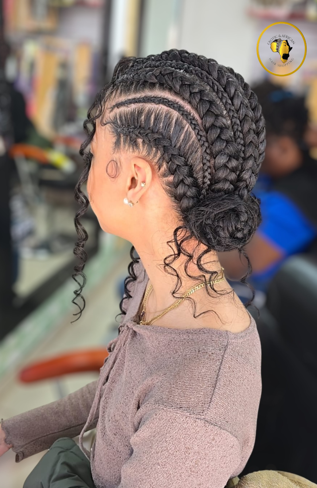 Peinado Stitch Braids y Ghana Braids: Peinados Afro Elegantes y Protectores en Exotica Afro Hair Shopping