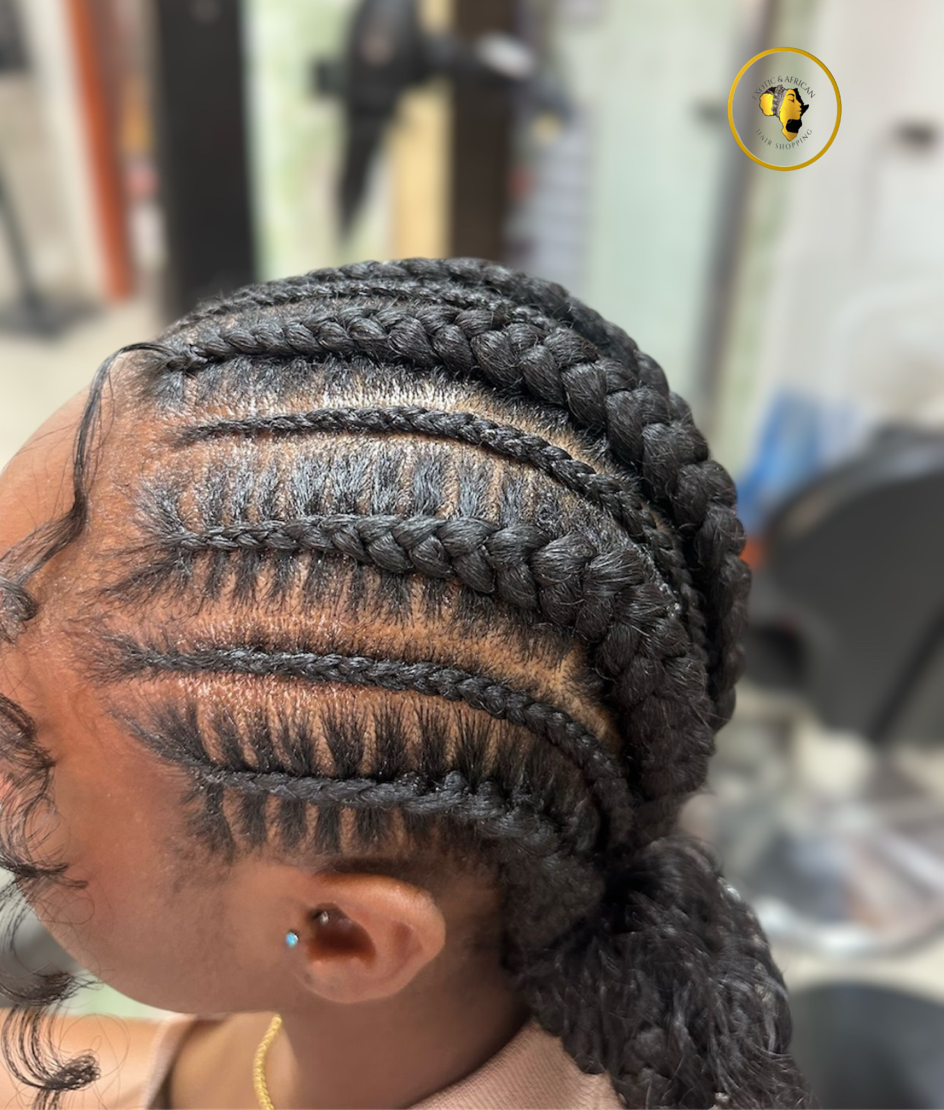 Peinado Stitch Braids y Ghana Braids: Peinados Afro Elegantes y Protectores en Exotica Afro Hair Shopping