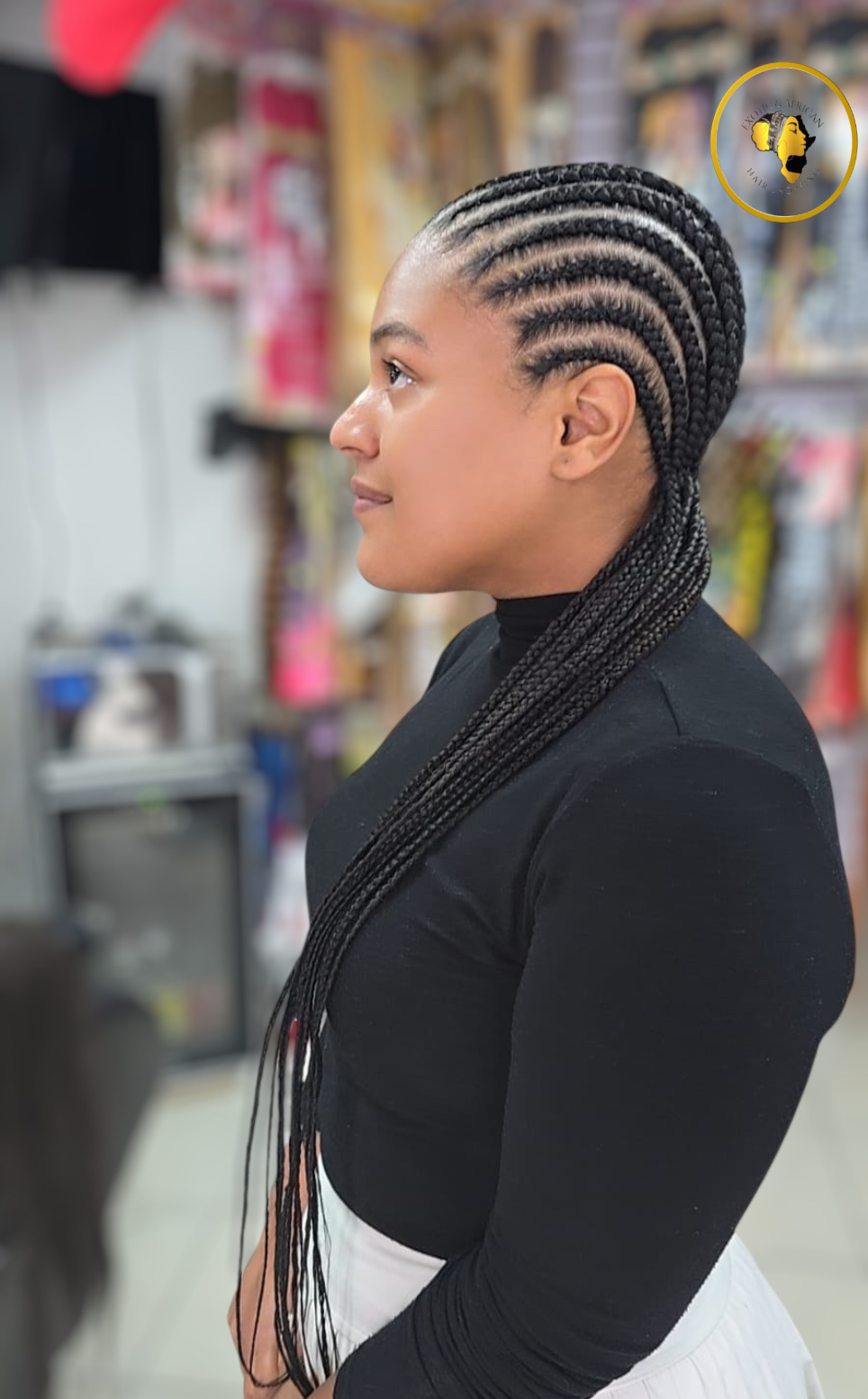 Peinado Stitch Braids y Ghana Braids: Peinados Afro Elegantes y Protectores en Exotica Afro Hair Shopping