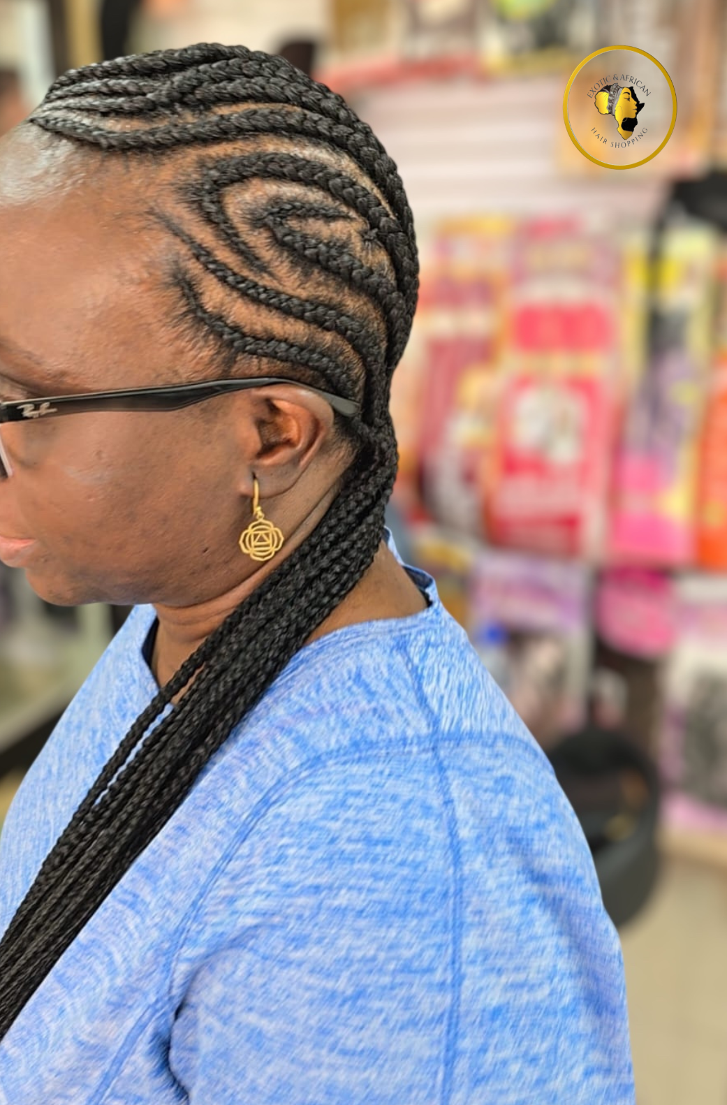 Peinado Stitch Braids y Ghana Braids: Peinados Afro Elegantes y Protectores en Exotica Afro Hair Shopping