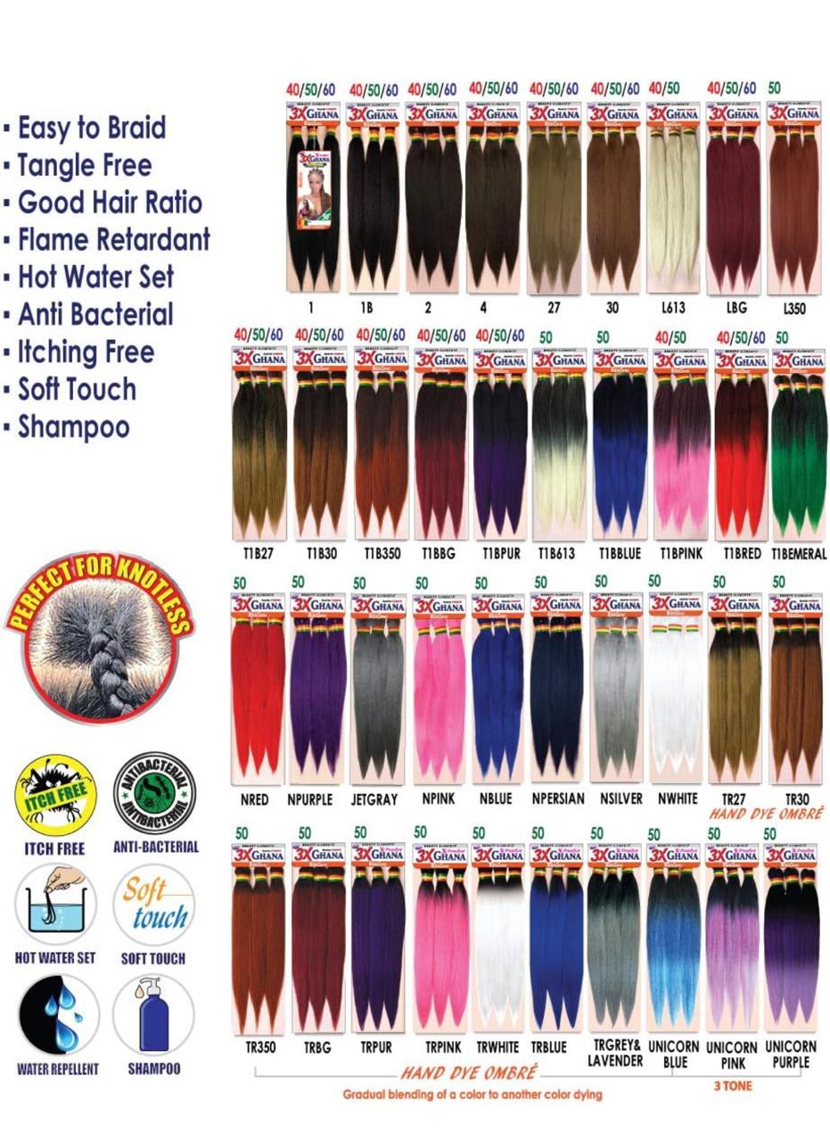 Extensión 3X Ghana Braid – Pre-Stretched – 100% Kanekalon – 50”