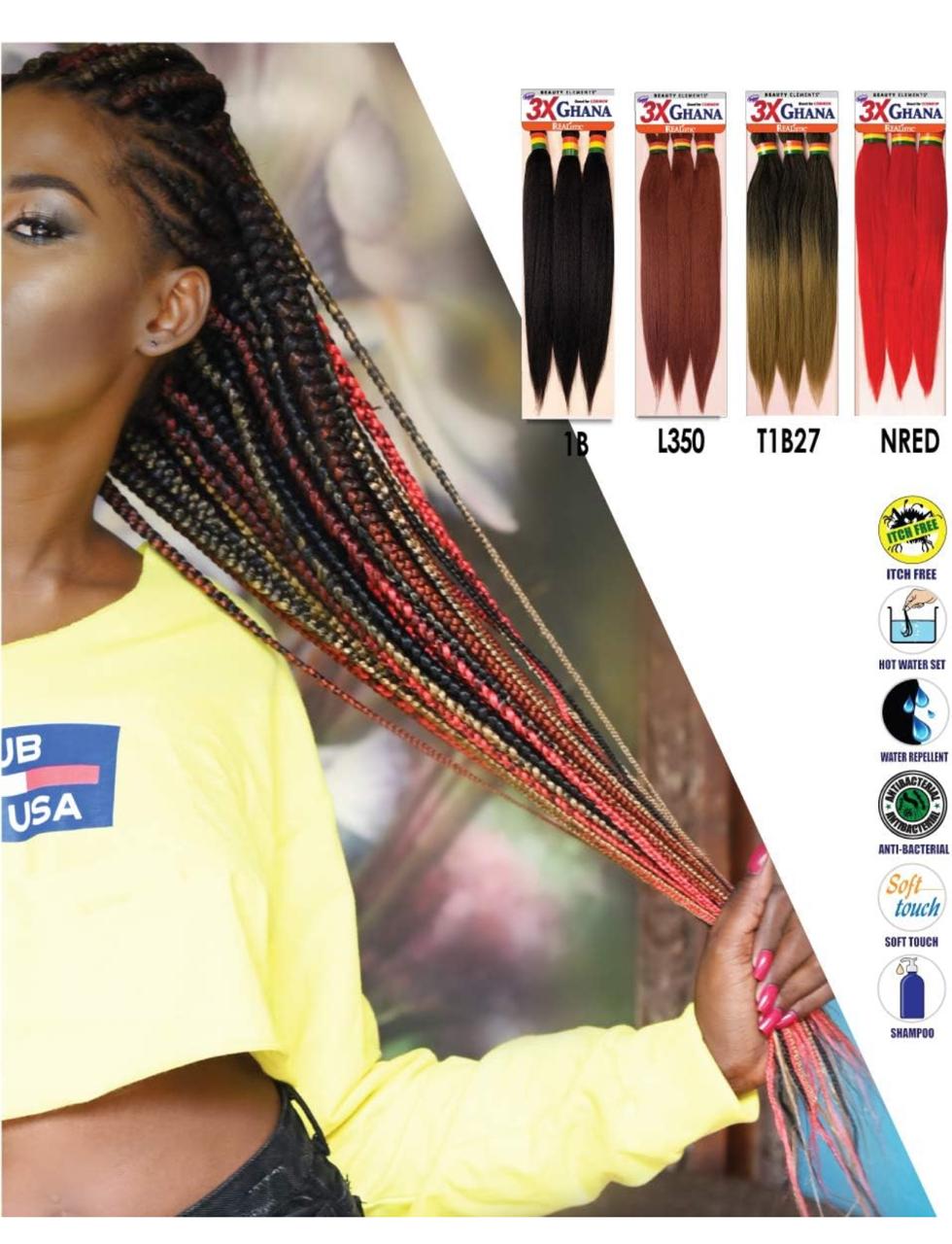 Extensión 3X Ghana Braid – Pre-Stretched – 100% Kanekalon – 50”