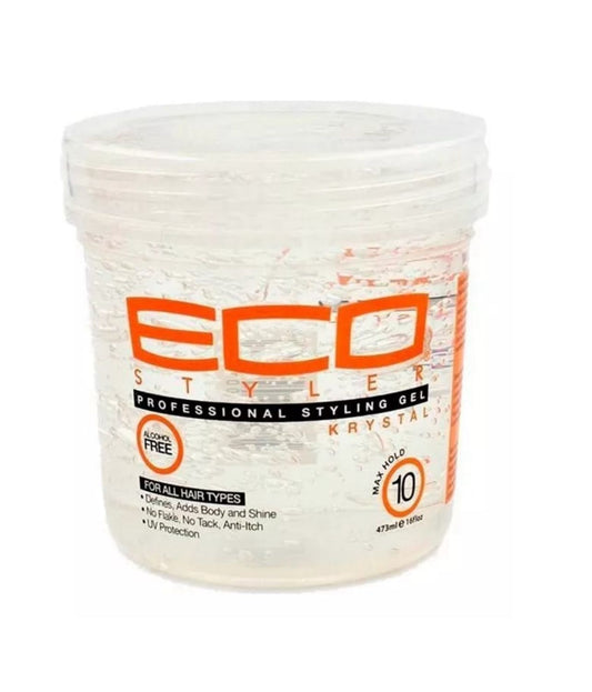 Eco Styler Gel Krystal 473 ml – Gel Transparente de Fijación Máxima sin Alcohol para Todo Tipo de Cabello