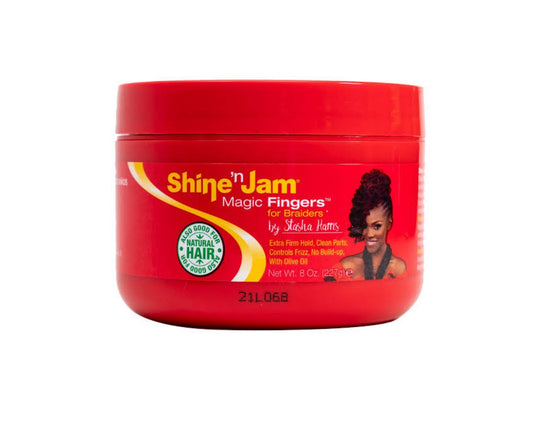 Shine ’n Jam Magic Fingers 227 g – Gel Profesional para Trenzas con Fijación Extra Firme y Aceite de Oliva