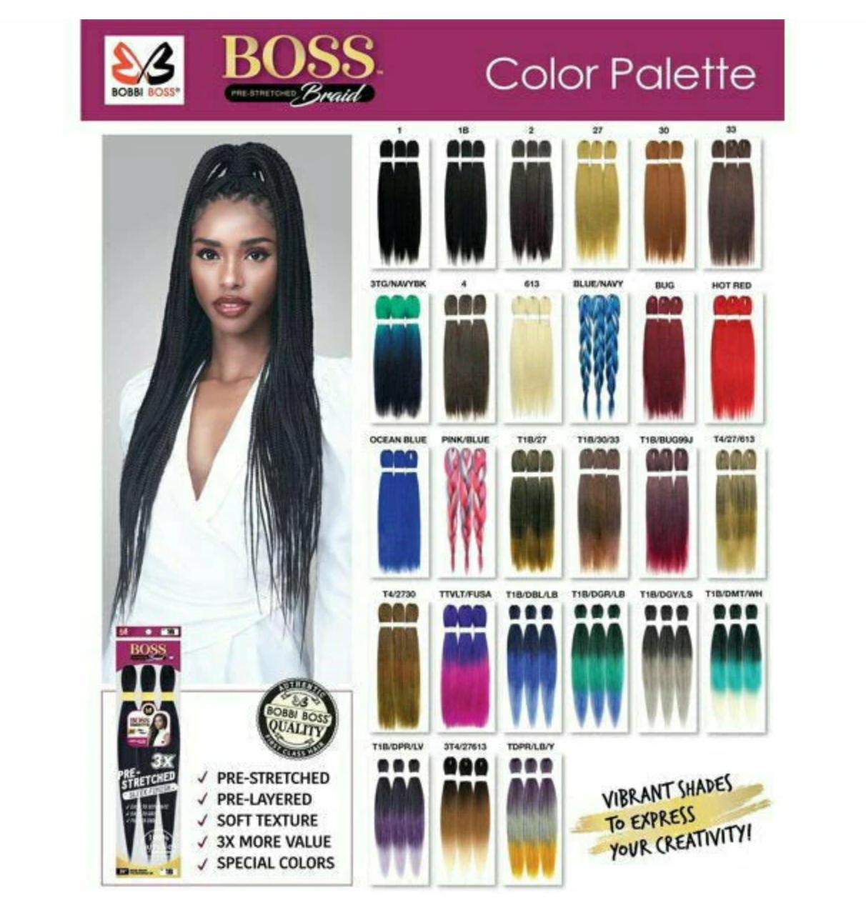 Extensión Bobbi Boss 3X Knotless Pre-Stretched – 54” – 100% Kanekalon Premium