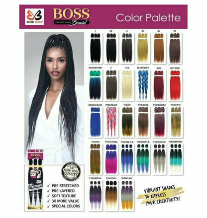 Extensión Bobbi Boss 3X Knotless Pre-Stretched – 54” – 100% Kanekalon Premium